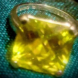 Vibrant Yellow and Silver Gemstone Ring